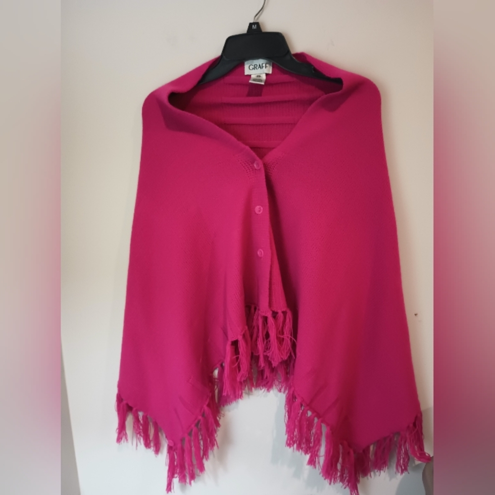 Graff Pink Women's Poncho with Fringe